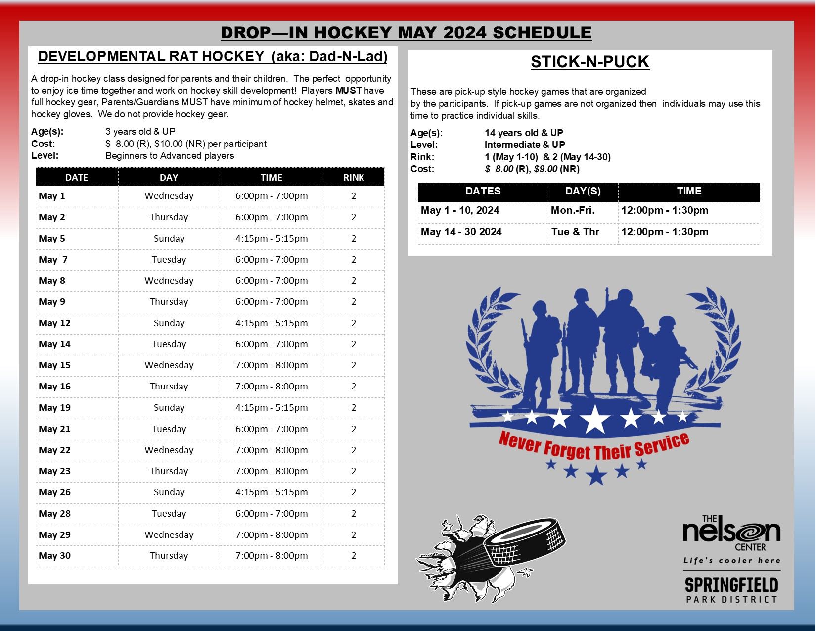 2024 May Drop In Hockey Schedule
